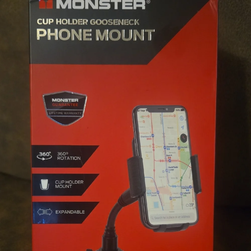 Universal Black Cup Holder Gooseneck Phone Mount